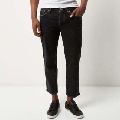 Black Dean straight cropped jeans